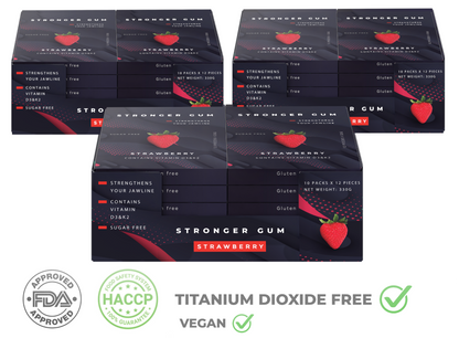 Regular: Strawberry Sugar Free, 120 pieces (320g) - Hard gum | Optimal Shore Rigidity for Jaw Growth